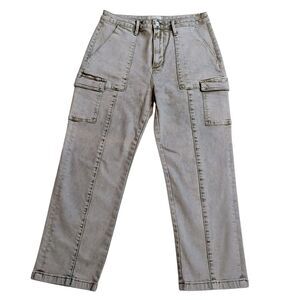 DRIFTWOOD Royce Cargo Acid Wash Jeans Women's SZ 10 High Rise Ankle Length